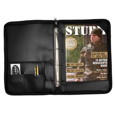 Cartelline portadocumenti formato A4 con cerniera e raccoglitore NERO