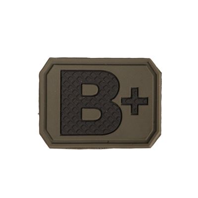 Toppa in plastica 3D con chiusura in velcro gruppo sanguigno B+ VERDE