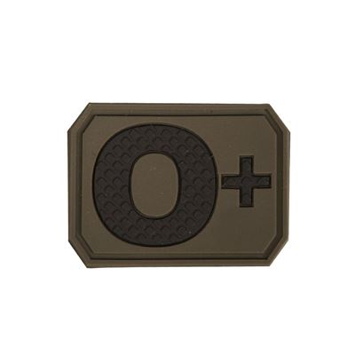 Toppa in plastica 3D con chiusura in velcro gruppo sanguigno 0+ VERDE