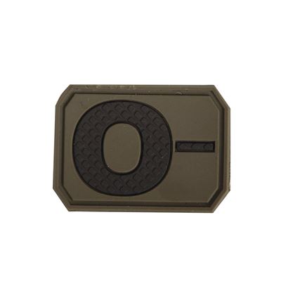 Patch in plastica 3D con chiusura in velcro gruppo sanguigno 0- VERDE