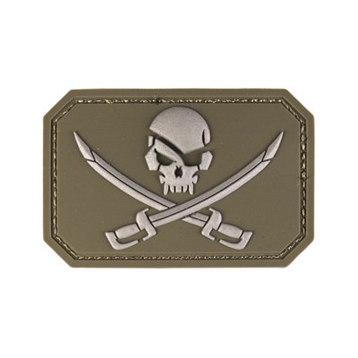 Toppa in plastica 3D con chiusura in velcro "teschio + sciabola" VERDE