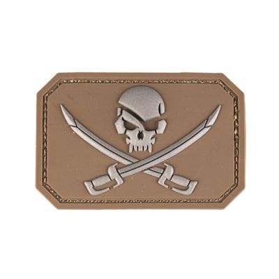 Toppa in plastica 3D con chiusura in velcro "teschio + sciabola" COYOTE