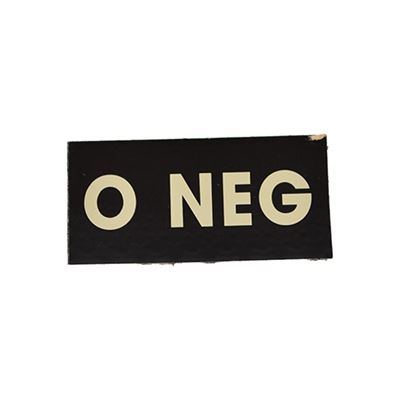 Toppa IFF IR gruppo sanguigno VELCRO 0 NEG NERO