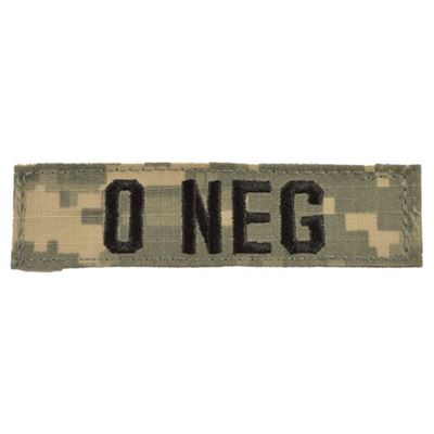 Toppa gruppo sanguigno 0 NEG VELCRO ACU DIGITAL