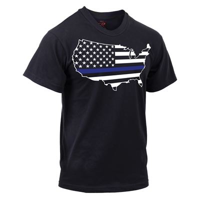Maglietta THIN BLUE LINE USA mappa NERO ROTHCO 1851 4