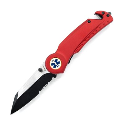 Coltello pieghevole SEG-2 MEDIC lama combinata ROSSO