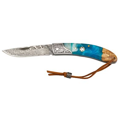 Coltello pieghevole ORNATED in acciaio damasco