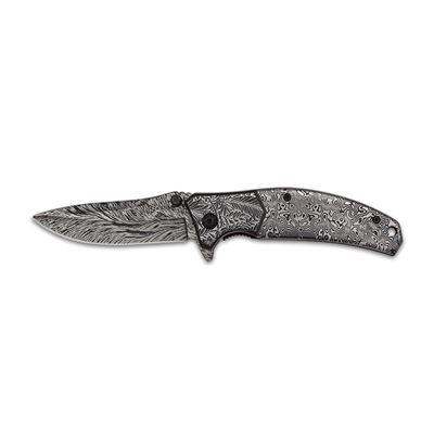 Coltello pieghevole 3D DAMASCUS lama combinata