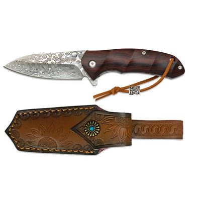 Coltello pieghevole BEAR in acciaio damasco