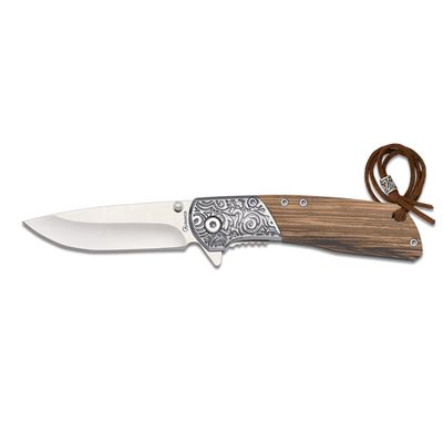 Coltello pieghevole ZEBRA WOOD con lama liscia