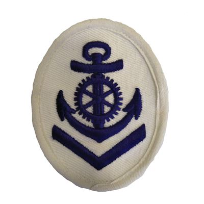 Distintivo delle unità navali NVA Obermaat Mechaniker ovale con ancora e timone + IN BIANCO