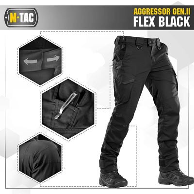 Pantaloni tattici AGGRESSOR Gen. II Flex NERI M-TAC 20058002 4