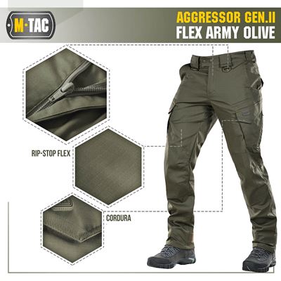 Pantaloni tattici AGGRESSOR Gen. II Flex VERDI M-TAC 20058062 28