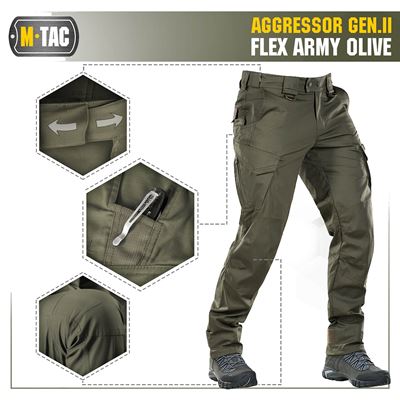 Pantaloni tattici AGGRESSOR Gen. II Flex VERDI M-TAC 20058062 22