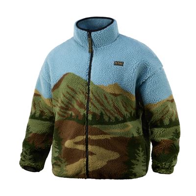 Felpa con zip in pile SHERPA con motivo CARPATI