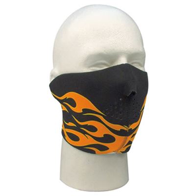 Maschera facciale in neoprene NERA CON FIAMME