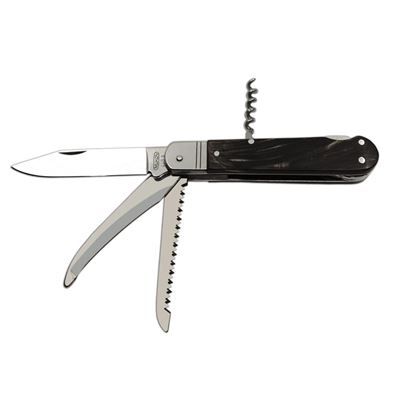 Coltello pieghevole INOX 4V/KP con sicura, impugnatura in CORNO DI BUFALO