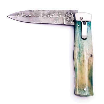 Coltello a scatto in ACCIAIO DAMASCATO con impugnatura in OSSO MIKOV 241-DKo-1-KP 3
