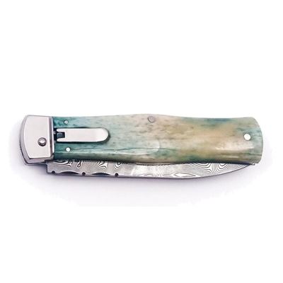 Coltello a scatto in ACCIAIO DAMASCATO con impugnatura in OSSO MIKOV 241-DKo-1-KP 4