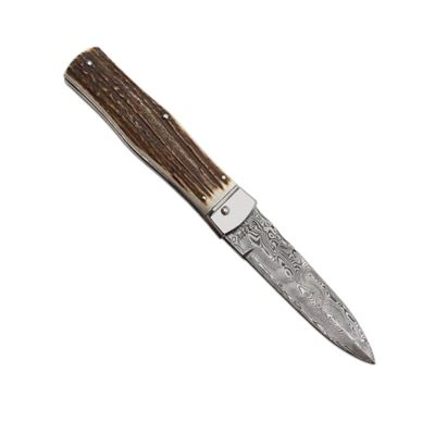 Coltello a serramanico in ACCIAIO DAMASCATO con impugnatura in CORNO DI CERVO MIKOV 241-DP-1-KP 2