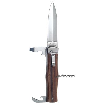 Coltello a scatto 241-ND-4-KP con manico in legno e apribottiglie