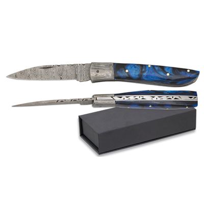 Coltello pieghevole FANSTASY SEA lama liscia in acciaio damasco