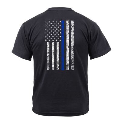 Maglietta THIN BLUE LINE US distintivo bandiera NERO ROTHCO 2937 2