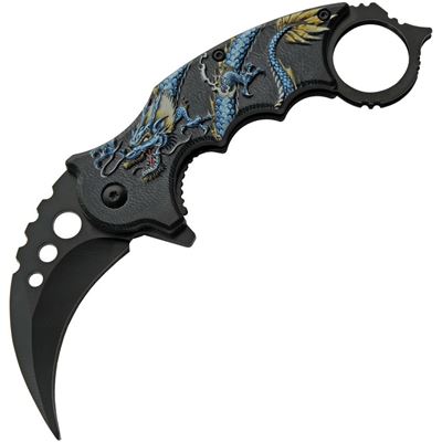 Coltello pieghevole DRAGON karambit BLU