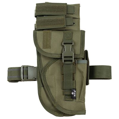 Fondina cosciale Tactical per pistola e caricatori destra VERDE MFH 30716B 3