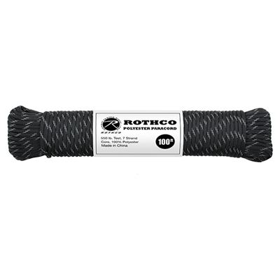 Corda PARACORD in poliestere 550LB ø 4 mm / 30 m NERA/FILAMENTI RIFLETTENTI