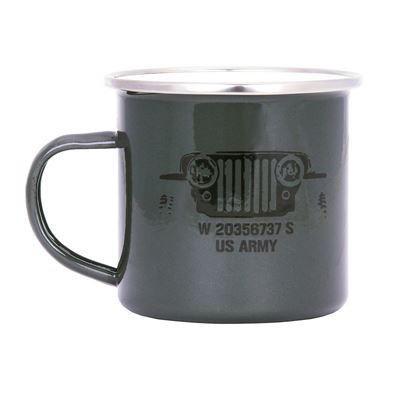 Tazza US ARMY JEEP smaltata 300 ml VERDE