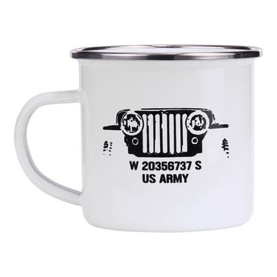 Tazza US ARMY JEEP smaltata 300 ml BIANCA