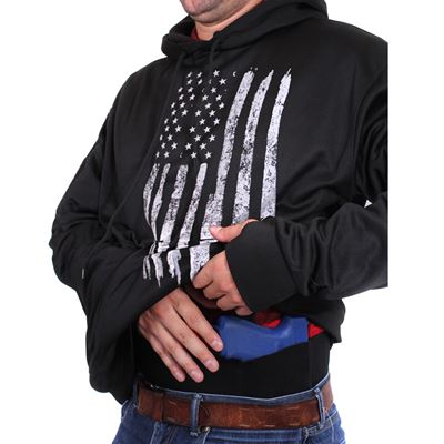 Felpa con cappuccio CONCEALED CARRY bandiera USA NERO ROTHCO 3166 3