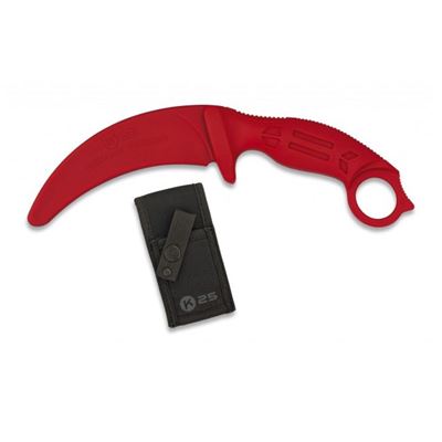 Coltello da allenamento KARAMBIT in gomma con fodero ROSSO