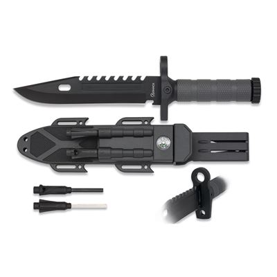Coltello SURVIVAL con accessori NERO
