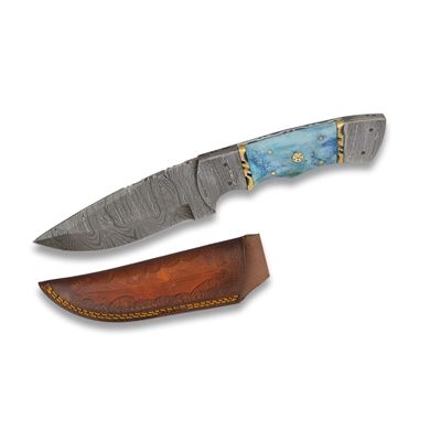Coltello BLUE BONE in acciaio damasco