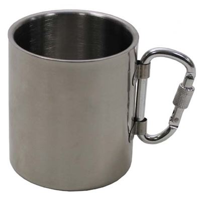 Tazza in ACCIAIO INOX a doppio strato con moschettone 300 ml