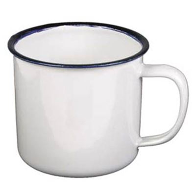 Tazza 0,3 l diametro 8 cm smalto BIANCO bordo nero