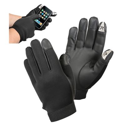 Guanti tattici TOUCH SCREEN in neoprene NERI