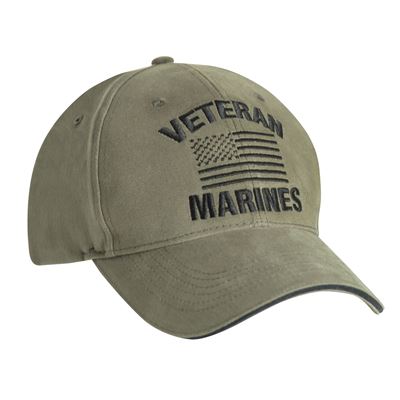 Cappellino VINTAGE VETERAN MARINES con bandiera americana VERDE