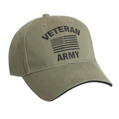 Cappellino VINTAGE VETERAN ARMY con bandiera americana VERDE