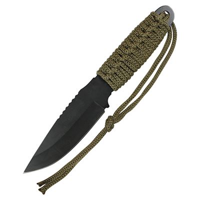 Coltello PARACORD con lama fissa + acciarino VERDE ROTHCO 3674 2