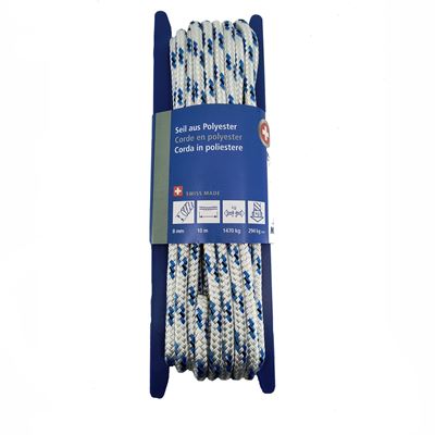 Corda SWISS POLYESTER ø 8 mm / 10 m (1470 kg/294 kg) BIANCO BLU