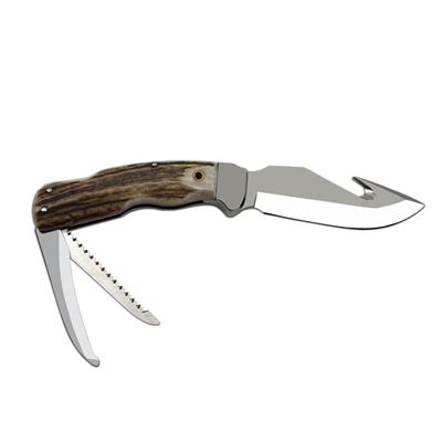Coltello da caccia INOX con lama fissa, manico in CORNO con seghetto MIKOV 369-NP-3 5