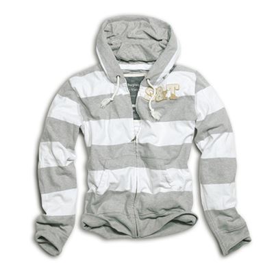 Felpa con cappuccio HENLEY a righe GRIGIO-BIANCO