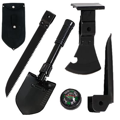 Paletta pieghevole in 5 pezzi con accessori NERO