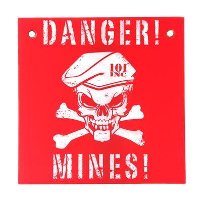 Cartello in plastica DANGER! MINES! ROSSO/BIANCO