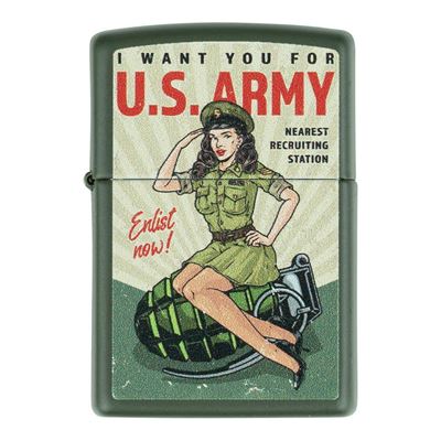 Accendino U.S. ARMY Enlist Pin Up a benzina