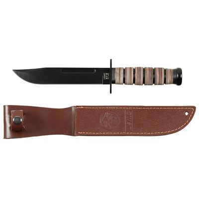 Coltello da combattimento USMC con manico in pelle e fodero MARRONE