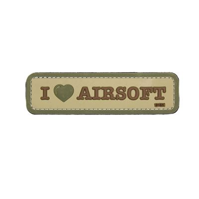 Patch 3D in plastica I LOVE AIRSOFT velcro COYOTE